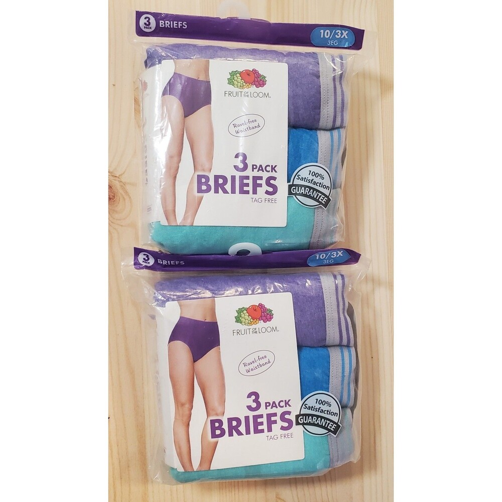 Lot of 2 Fruit of the Loom Fit for Me Briefs Underwear Heathers 6 Pair Size 10